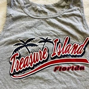 Light grey Treasure Island Florida muscle tank!
